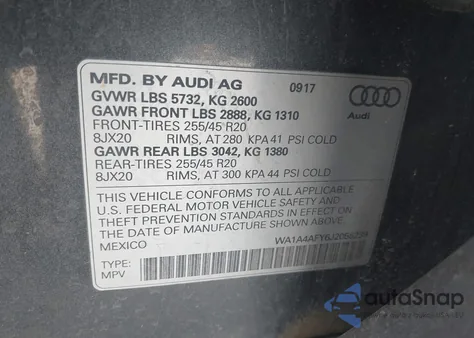 2018 Audi Sq5 3.0T Premium Plus z USA, uszkodzony, nr VIN WA1A4AFY6J2055239